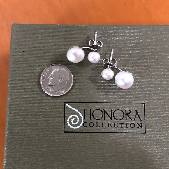 Honora double Pearl jacket earrings